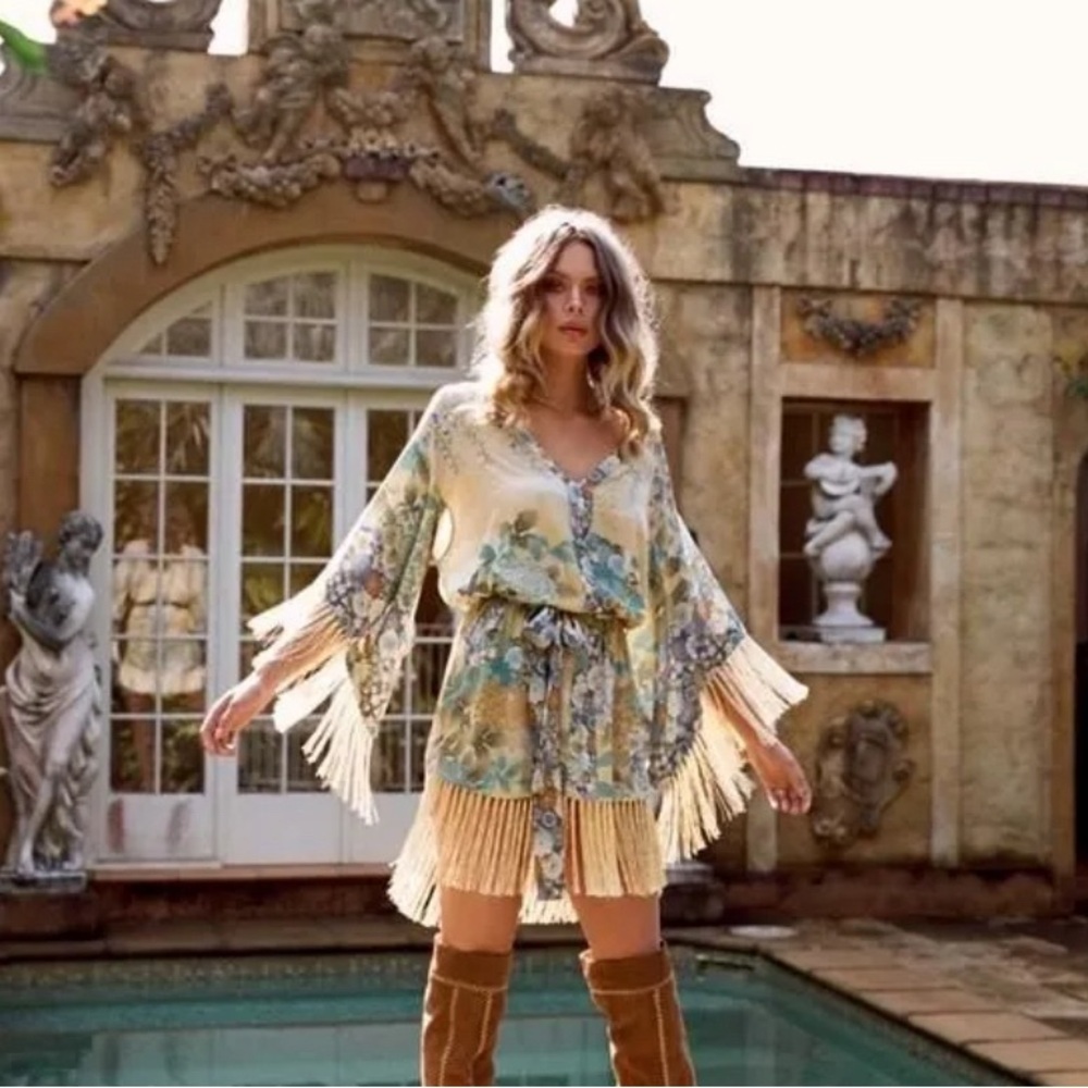 Spell & The Gypsy Collective Willow Tasseled Mini Dress NWT SZ XS